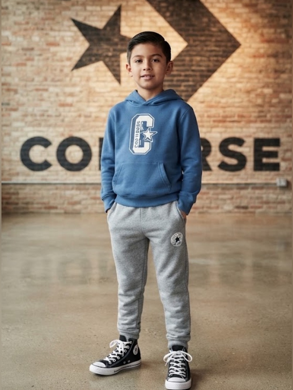 Authentic Converse signature designer boys hooded sweatsuit set sz Small